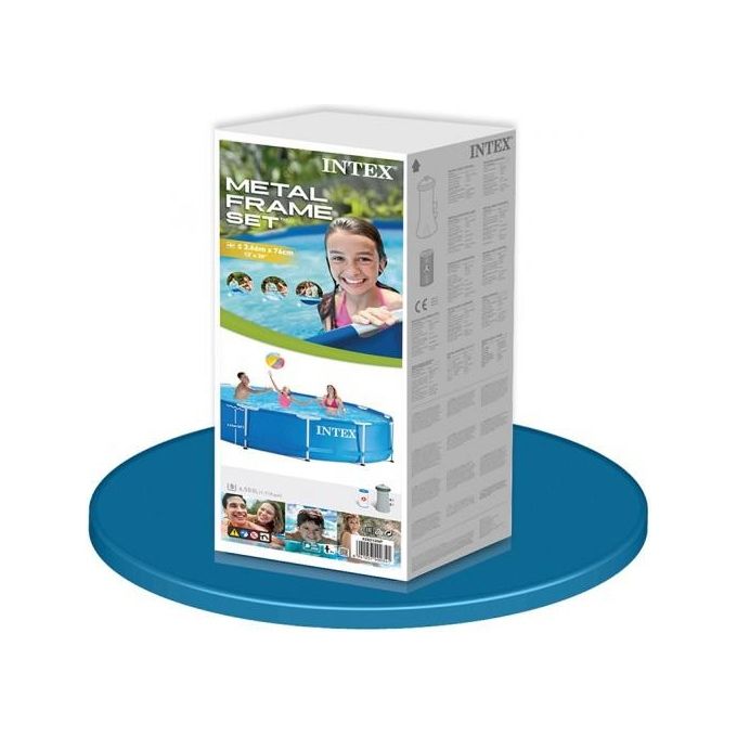 Intex Piscina Fuori Terra Metal Frame Rotonda con Pompa Filtro Acciaio e PVC Blu 366x76 cm 2006 L-h