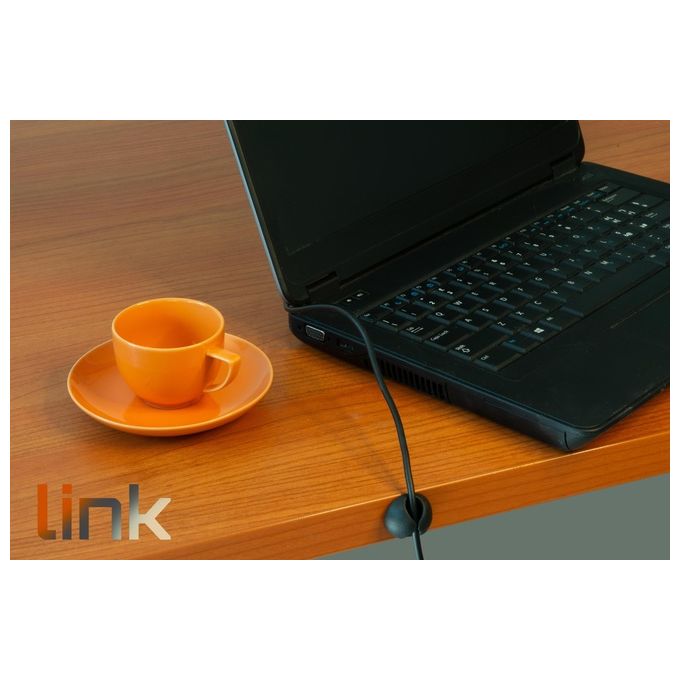 Link KIT_ 16 Pezzi Supporti Adesivi per Gestione Cavi Colore Nero
