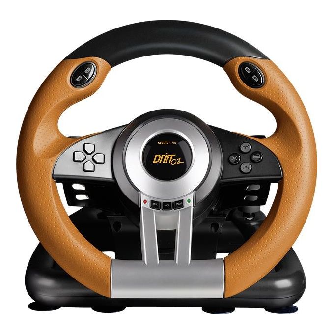 SPEEDLINK SL-6695-BKOR-01 DRIFT O.Z. Volante da Corsa con Pedali PC USB Analogico Digitale 12 Pulsanti Vibrazione Regolabile colore Nero Grigio Arancione