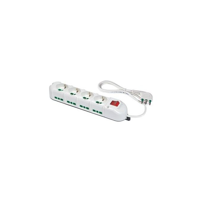 FANTON 42132 Multipresa 12 prese Tipo L 16A con interruttore 1,5 m colore Bianco
