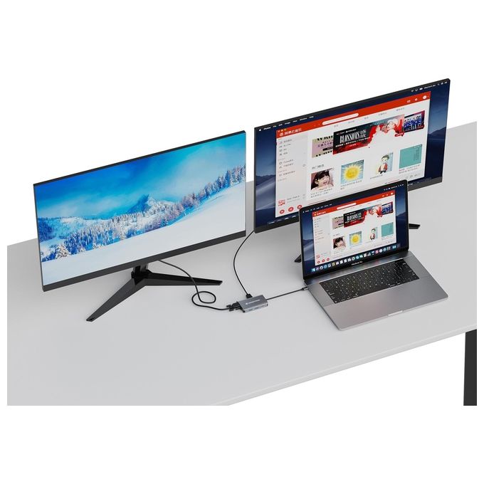 Conceptronic DONN21G Docking Station 7 in 1 USB 3.2 Gen 1 HDMI VGA GbE LAN USB A 3.0 x3 100 W USB PD colore Grigio