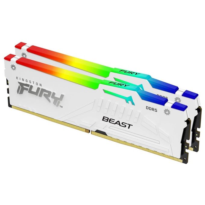 Kingston KF560C30BWEAK2-32 FURY Beast Memoria RAM DDR5 32GB 2x16GB 6000MT-s CL30 DIMM Kit da 2 AMD EXPO Intel XMP RGB colore Bianco