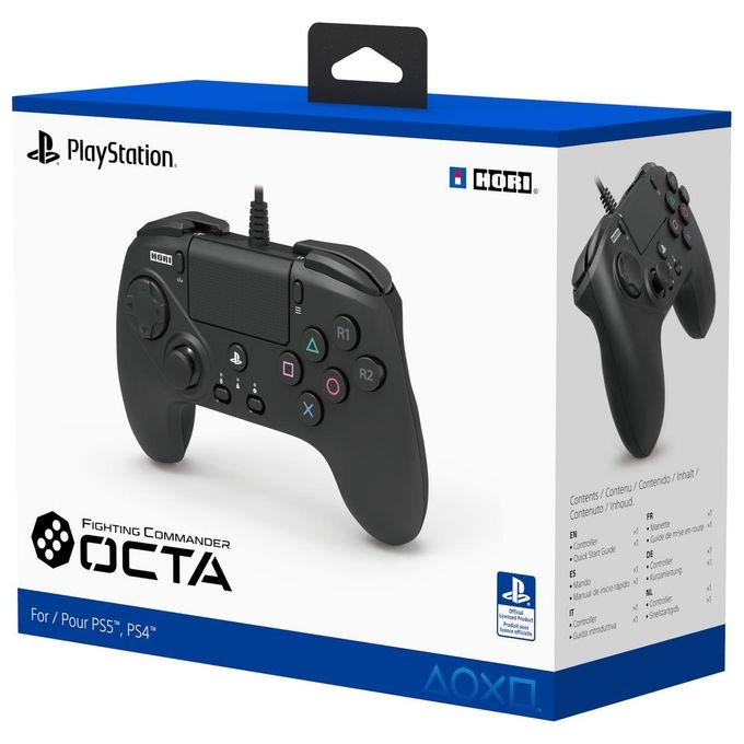 Hori SPF-023U Fighting Commander OCTA Gamepad Cablato PC PlayStation 4 PlayStation 5 3 m jack cuffie colore Nero