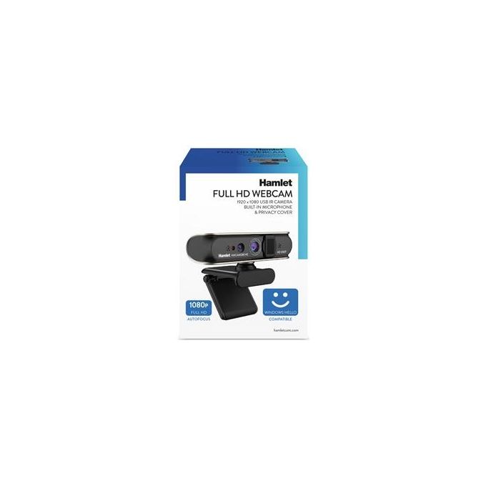 Hamlet HWCAM1080-HE Webcam Full HD 1080p 2 MP con Autofocus e Privacy Cover USB 2.0 colore Nero