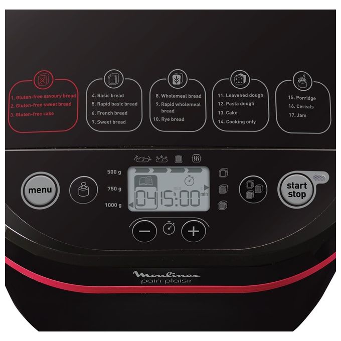 Moulinex OW2208 Pain Plaisir Macchina del Pane Capacita' 1 kg 17 Programmi 650W Nero