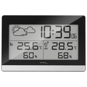 Technoline WS9255 Stazione Meteo Digitale con Sensore Esterno Temperatura e Umidita' Interna Esterna Orologio Radiocontrollato DCF-77 Previsione del Tempo Allarme Gelo Sveglia con Funzione Snooze colore Nero