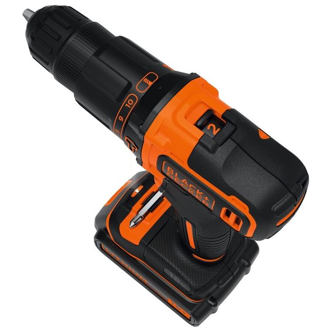 Black+Decker Trapano-Avvitatore a Percussione con Doppia Batteria 18V Litio 1.5Ah in Valigetta