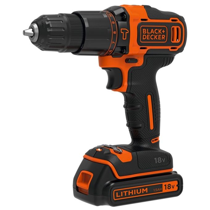 Black+Decker Trapano-Avvitatore a Percussione con Doppia Batteria 18V Litio 1.5Ah in Valigetta