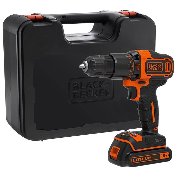 Black+Decker Trapano-Avvitatore a Percussione 18V Litio 1.5Ah in Valigetta