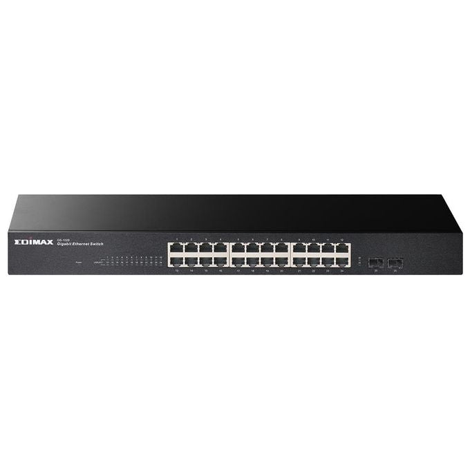 EDiMAX GS-1026 V3 Switch di rete non gestito Gigabit Ethernet 24 porte RJ-45 2 porte SFP metallo rack 1U colore Nero