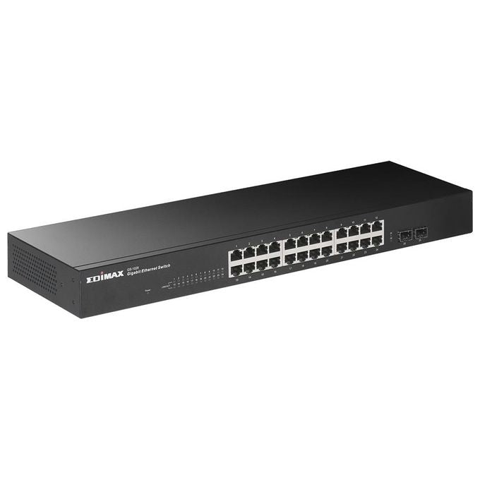 EDiMAX GS-1026 V3 Switch di rete non gestito Gigabit Ethernet 24 porte RJ-45 2 porte SFP metallo rack 1U colore Nero