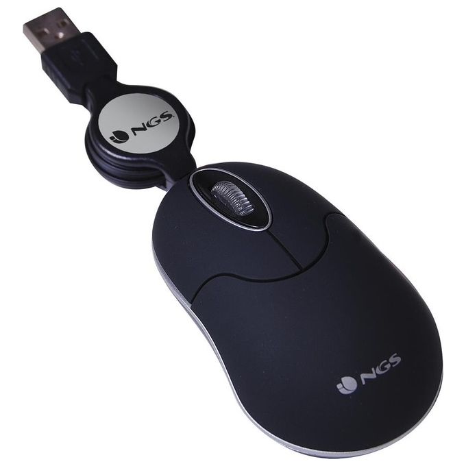 Ngs Mouse usb 3 Tasti 1000dpi cavo Retrattile Colore nero