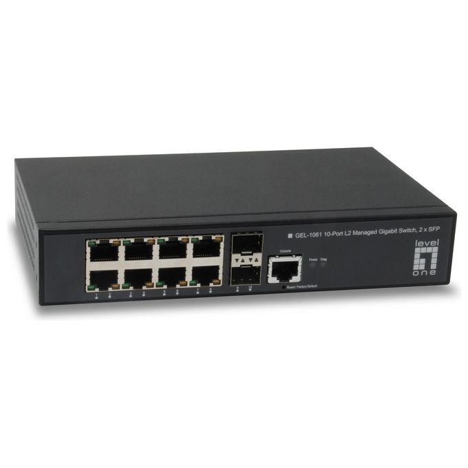 LevelOne GEL-1061 Switch Gestito L2 8 Porte Gigabit Ethernet 2 Slot SFP Rack 19U 20 Gbit-s colore Nero