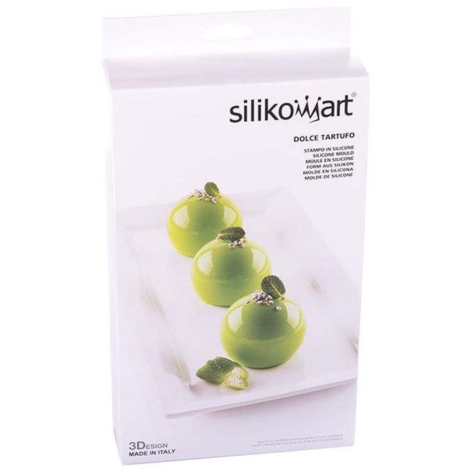 Silikomart 26.192.13.0065 Dolce Tartufo Stampo in Silicone 8 Cavita' 3D 960 ml Ø62 mm h52 mm colore Beige
