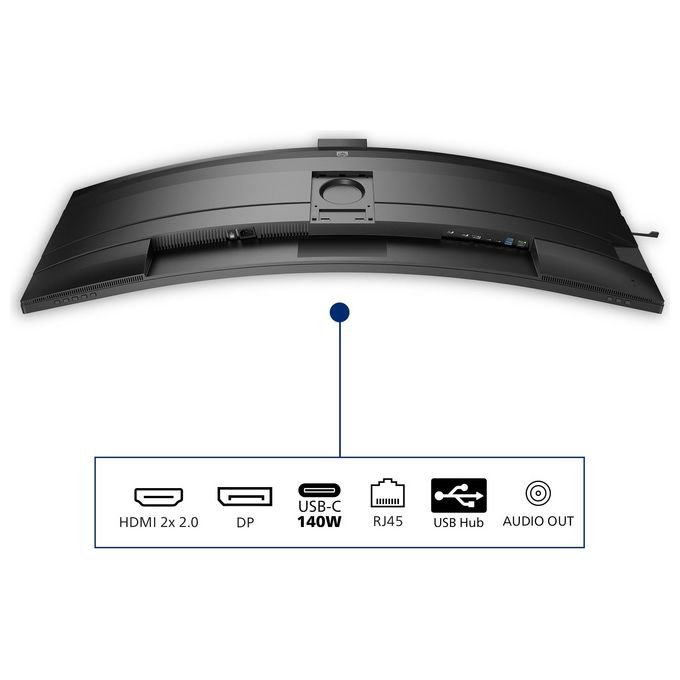 Philips 49B2U6900CH Monitor PC Curvo 49'' Dual QHD 5120x1440 USB-C 100W Webcam 5MP Hub USB DisplayPort HDMI colore Nero