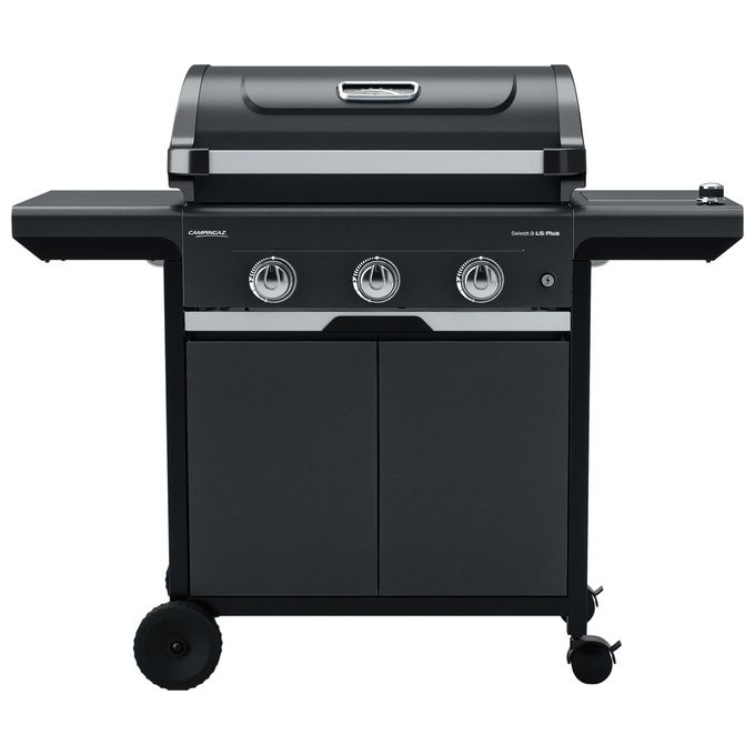 Campingaz 2181070 Select 3 LS Plus Barbecue a Gas 3 Fuochi 11300 W con Bruciatore Laterale Sistema InstaClean Griglia in Ghisa Colore Nero Grigio