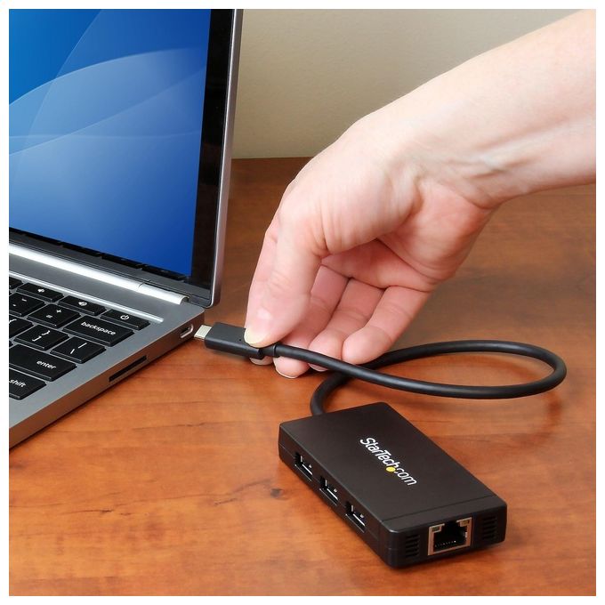 Startech hub usb 3.0 a 3 Porte con Usb-c e Ethernet Gigabit - Type-c