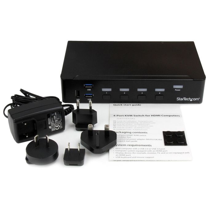 Startech Switch Commutatore KVM a 4 Porte HDMI con Hub USB 3.0 - 1080p