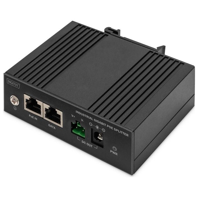 Digitus DN-651140 Splitter PoE Gigabit Ethernet Industriale 60W 10-100-1000 Mbit-s IEEE802.3bt 12V 4,25A colore Nero