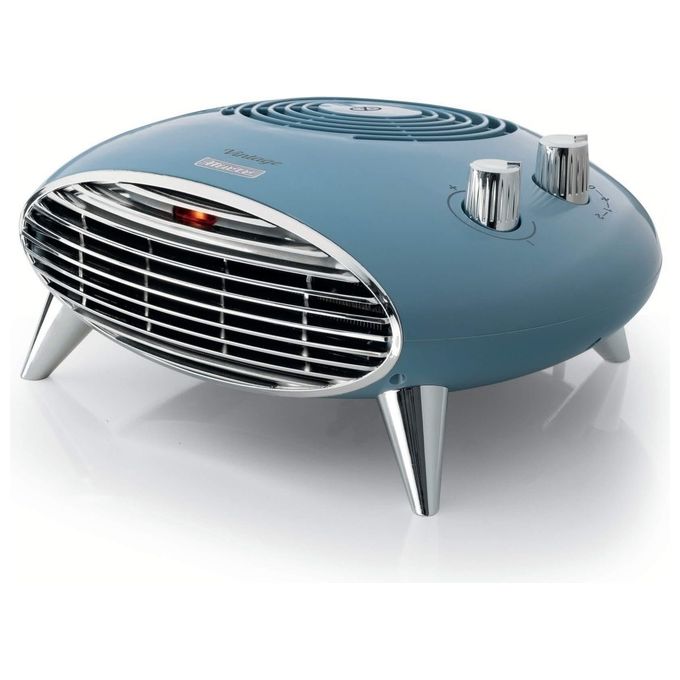 Ariete 8211-05 Vintage Termoventilatore da Tavolo 2000W 2 Velocita' Termostato Regolabile Funzione Ventilazione colore Celeste