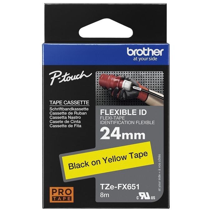 Brother Laminato Flessibile da 24 mm Nero-giallo