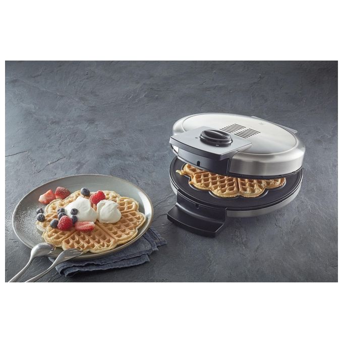 WMF 04.1521.0011 Lono Piastra per Waffle 5 Waffle 900 W con Rivestimento Antiaderente e Controllo Doratura colore Nero Cromo
