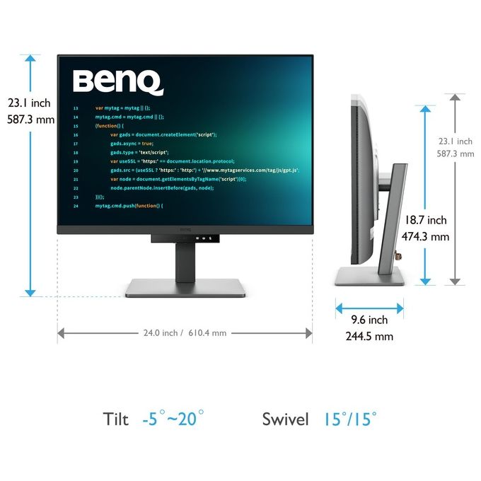 BenQ RD280U Monitor PC 28'' 4K Ultra HD 3840x2560 IPS 3:2 HDR400 USB-C 90W Hub USB colore Nero