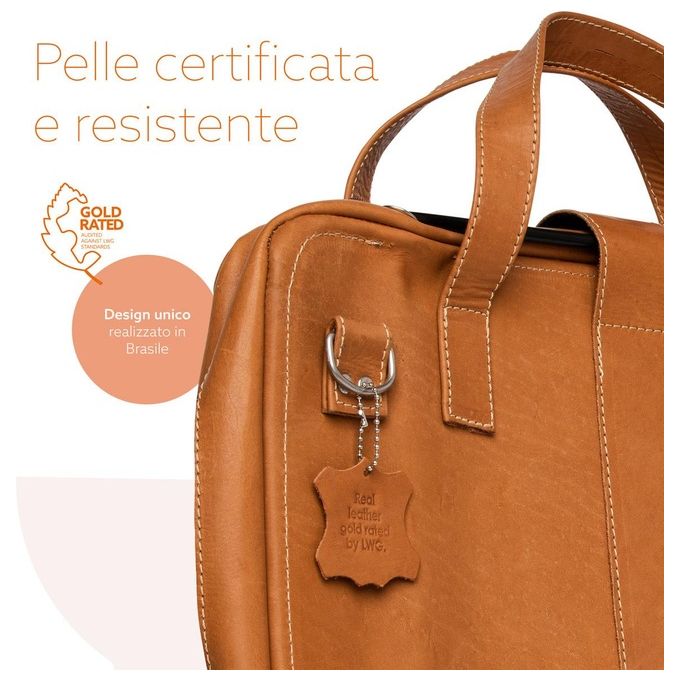 R-Go Tools RGOAVLAPBR Borsa per Laptop Ergonomica con Supporto Integrato Regolabile in Altezza 39,6 cm (15.6'') 2 Scomparti Pelle Pieno Fiore Colore Marrone