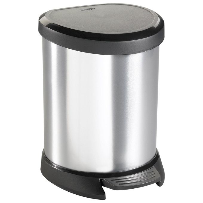 Curver Deco Bin D-Shape Pattumiera a Pedale 5 Litri Effetto Metallo
