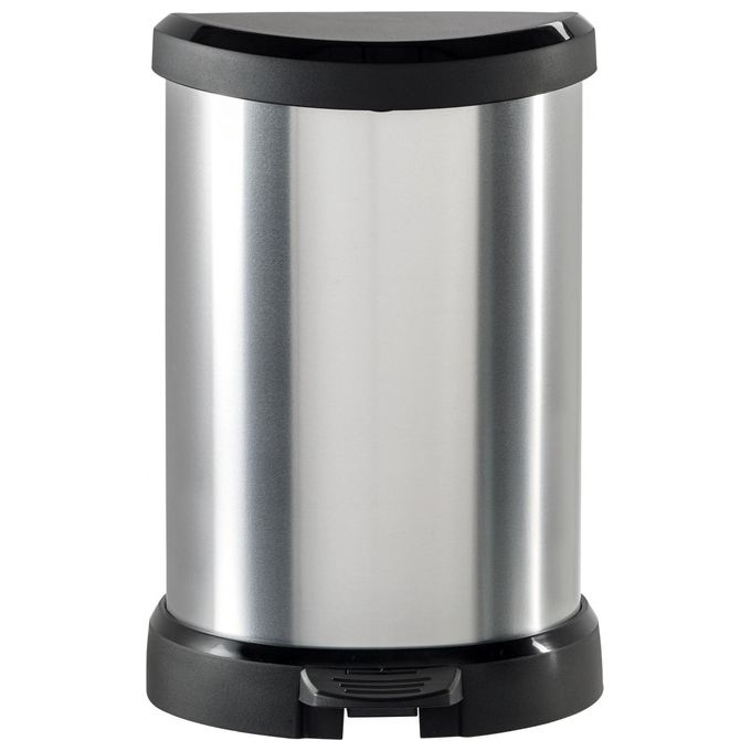 Curver Deco Bin D-Shape Pattumiera a Pedale 5 Litri Effetto Metallo