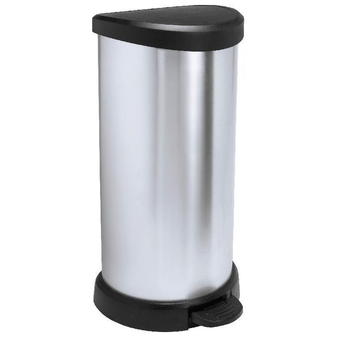 Curver 02150-582-00 Deco Bins Pattumiera a Pedale Rotonda 40 L colore Nero Argento