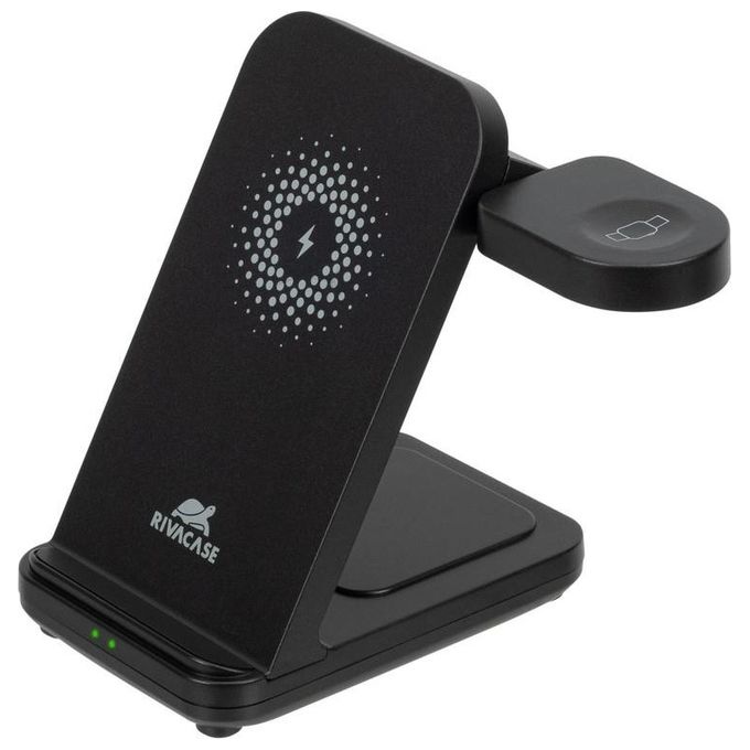 RivaCase VA4916 Caricatore Stand Wireless 3 in 1 Compatibile con iPhone Samsung e Apple Watch 15 W colore Nero