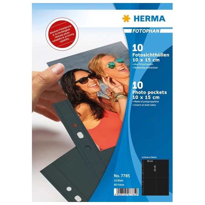 Herma Fotophan Foglio di Protezione 10x15cm 10 Fogli Neri