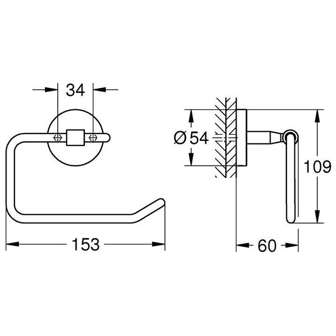 GROHE 41165000 Start Cosmopolitan Portarotolo da Parete in Metallo con Fissaggio Nascosto Viti e Tasselli Inclusi Colore Cromo