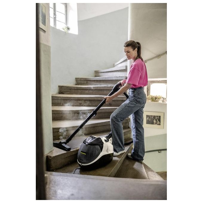 Kärcher SV 7 Pulitore a Vapore Cilindrico 3 in 1 con Aspirazione 0,5 L 2200 W Filtro HEPA 4 bar colore Nero Grigio Bianco