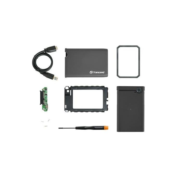 Transcend TS0GSJ25CK3 StoreJet 25CK3 Box Esterno per HDD SSD 2.5'' SATA III USB 3.1 Gen 1 fino a 2 TB colore Grigio