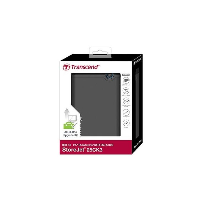 Transcend TS0GSJ25CK3 StoreJet 25CK3 Box Esterno per HDD SSD 2.5'' SATA III USB 3.1 Gen 1 fino a 2 TB colore Grigio