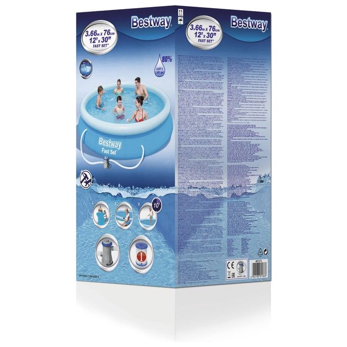 Bestway 57274 Piscina Fuori Terra Tonda Fast Set Con Pompa 366XH76