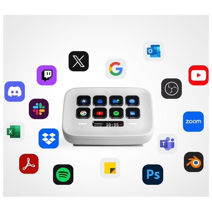 Elgato 10GBJ9901 Stream Deck Neo Tastiera controller con 8 tasti LCD personalizzabili e 2 Touch Points colore Bianco