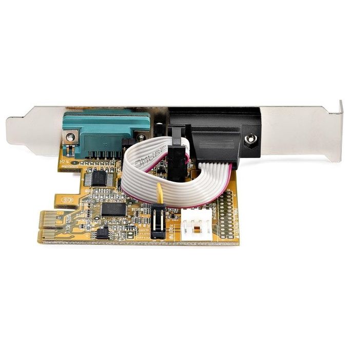 StarTech 21050-PC-SERIAL-LP Scheda seriale PCI Express a 2 porte RS232 DB9 con UART 16C1050 FIFO 256 byte Baud Rate 921,6 Kbps PCIe 2.0 x1 compatibile Windows e Linux colore Giallo