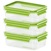Emsa Food ClipandClose Contenitore Salvafreschezza Trasparente-Verde 0,55 Litri Set 3 Pezzi