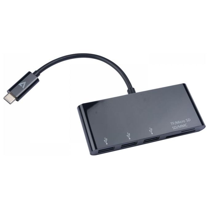 V7 V7UC3U-HUB-BLK-1E Hub 3 Porte Usb 3 Super Usb-c Maschio a 5-in-1 Femmina Nero