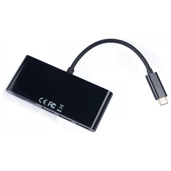 V7 V7UC3U-HUB-BLK-1E Hub 3 Porte Usb 3 Super Usb-c Maschio a 5-in-1 Femmina Nero