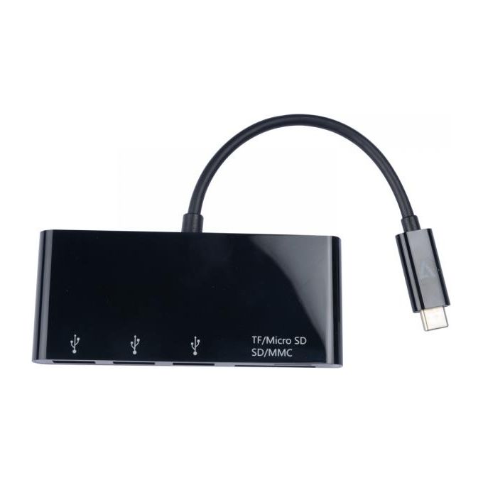 V7 V7UC3U-HUB-BLK-1E Hub 3 Porte Usb 3 Super Usb-c Maschio a 5-in-1 Femmina Nero