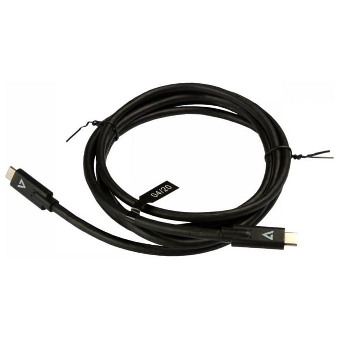 V7 V7UCC-2M-BLK-1E Cavo Usb Nero da Usb-C Maschio a Usb-C Maschio 2mt
