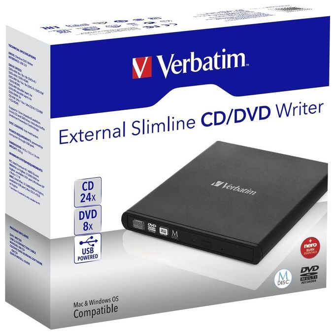 Verbatim Masterizzatore Esterno dvd Usb2.0 nero + Software
