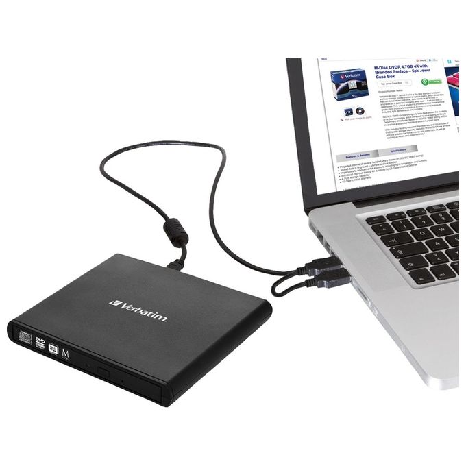 Verbatim Masterizzatore Esterno dvd Usb2.0 nero + Software