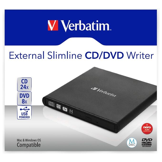 Verbatim Masterizzatore Esterno dvd Usb2.0 nero + Software