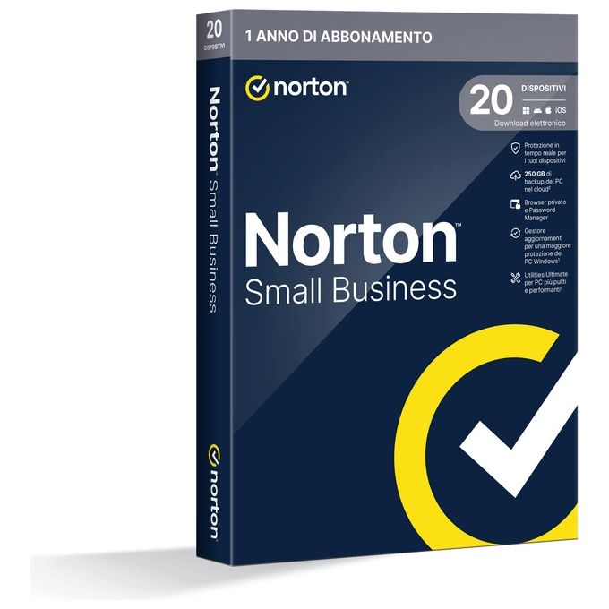 Norton 21454845 Norton Small Business Antivirus per 20 dispositivi Licenza 12 mesi Backup 250 GB colore Nero