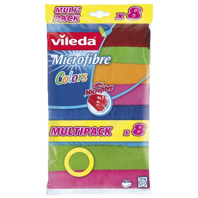 Vileda Microfibre Colors Panni in Microfibra 8 Pezzi